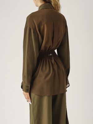 3. Oramai viscose and linen overshirt for women Dark green