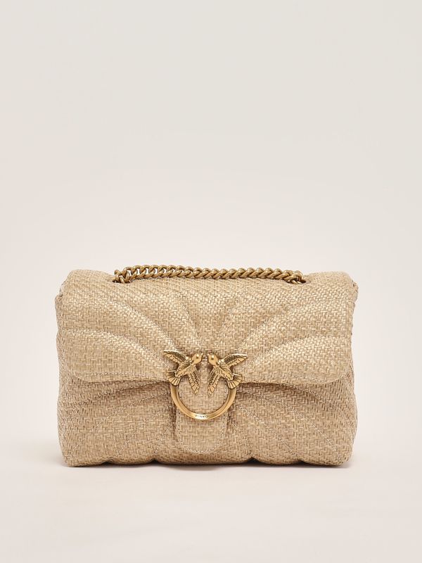 トートバッグ PINKO Women Messenger Bags 100071A0F1C83Q Beige Women's Love Puff bag in raffia 100038a2c8 Beige | Caposerio.com
