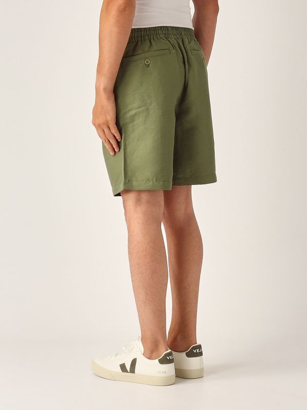 3. Linen blend shorts for men Khaki Green Lacoste gh9121