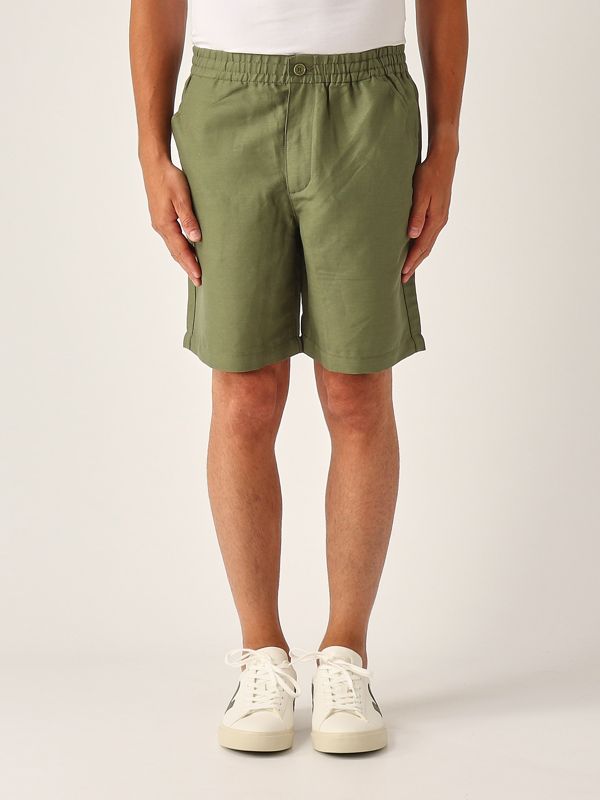 1. Linen blend shorts for men Khaki Green Lacoste gh9121