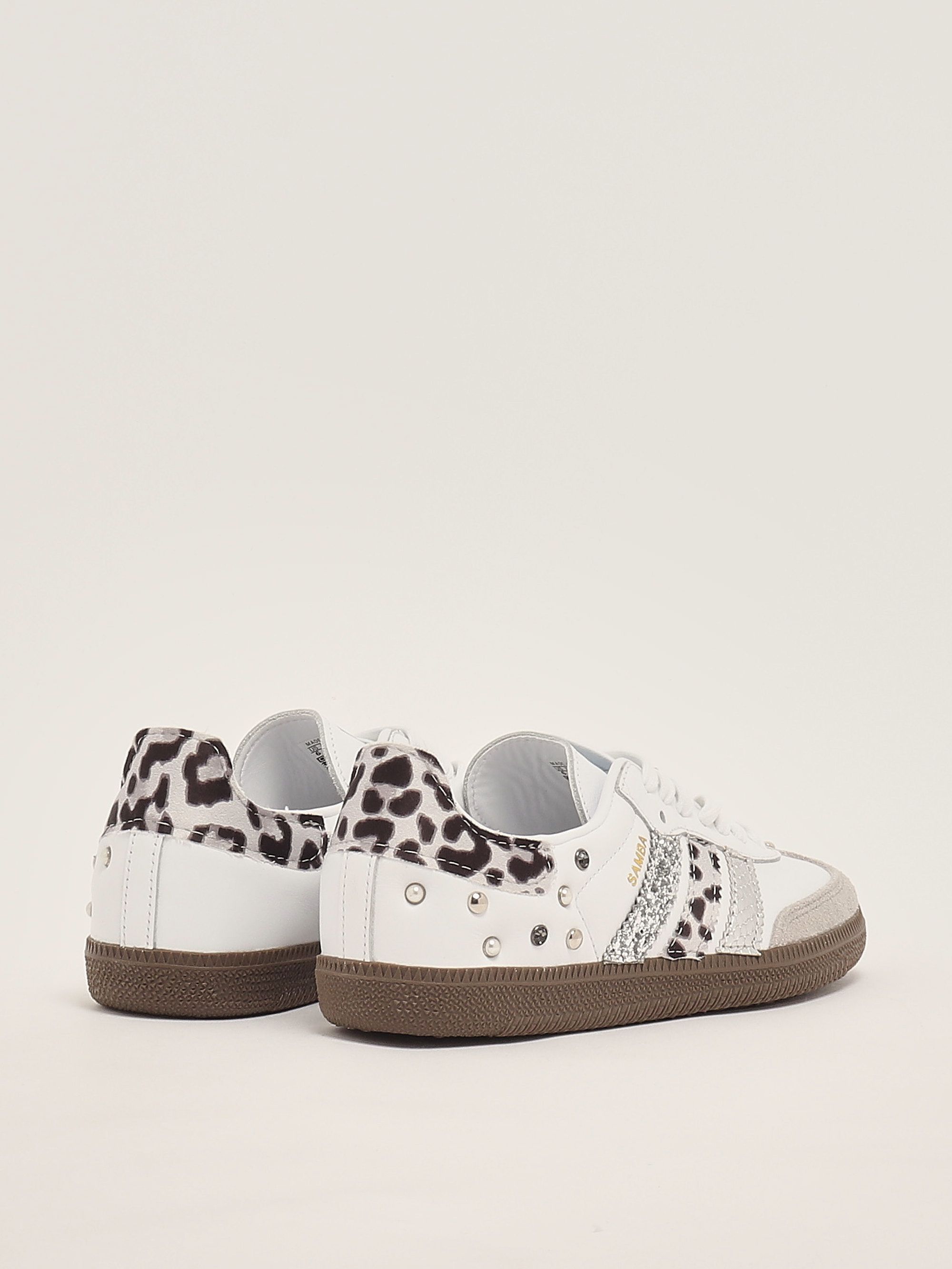 Samba-Lederturnschuhe für Frauen 2009900005687 Weiß-Silber