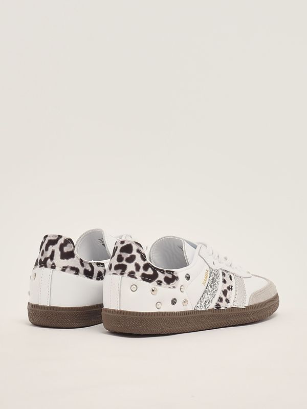 3. Baskets en cuir Samba pour femmes Blanc-Argent Adidas customized by Seddys 2009900005687