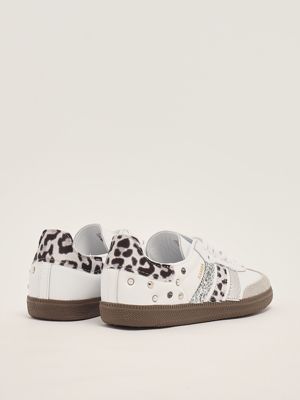 3. Baskets en cuir Samba pour femmes Blanc-Argent