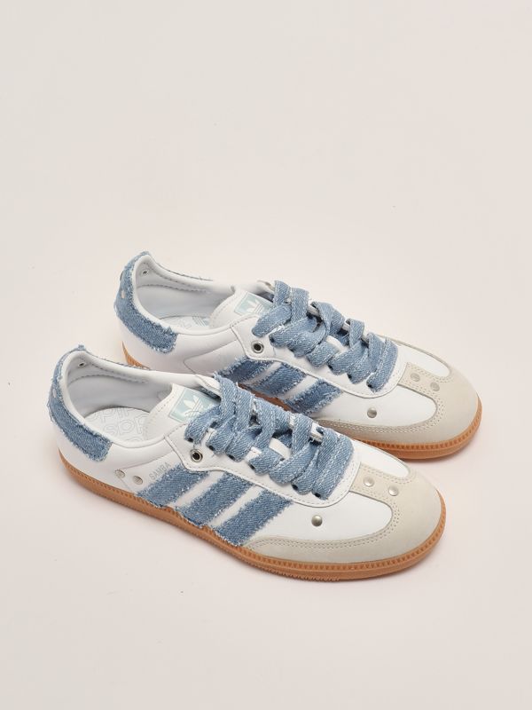Adidas customized by Seddys Samba men's leather sneakers - White-Celestial  | Caposerio.com
