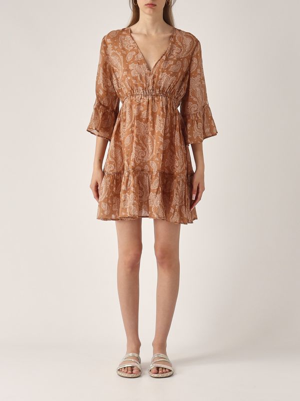 ワンピース MC2 SAINT BARTH Women Dresses EYDI00106190HLEOP Brown Women's April dress in ramie apr001 Brown | Caposerio.com