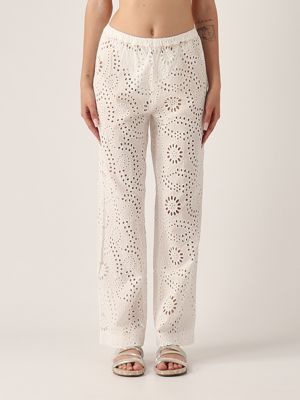 Emporio Armani women's linen-blend pants e3np40f2207 Ecru