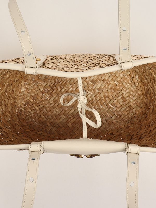 3. Borsa donna Love Summer Basket in rafia e pelle Naturale-Bianco Pinko 103324a1rl