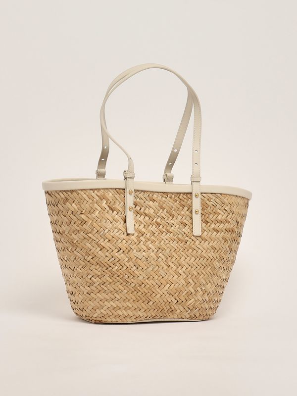 2. Borsa donna Love Summer Basket in rafia e pelle Naturale-Bianco Pinko 103324a1rl