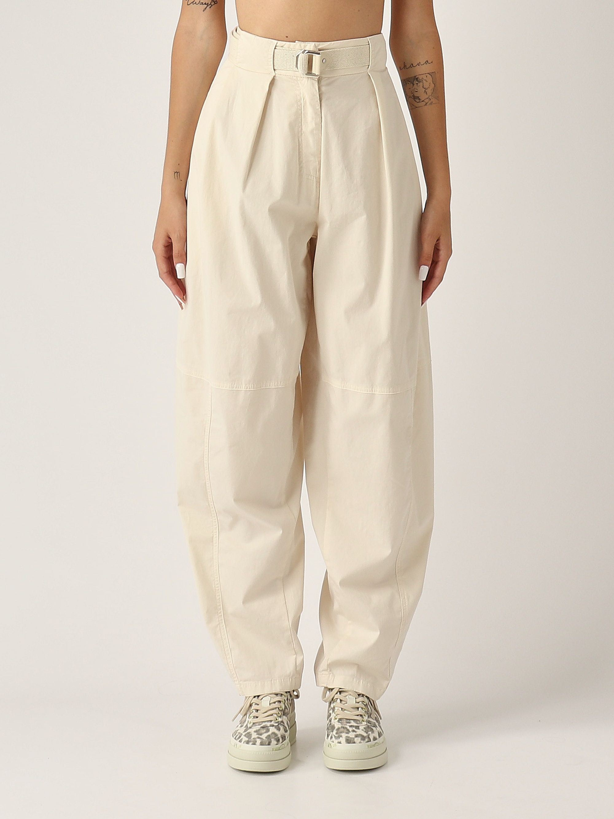 Yann stretch cotton trousers for women 105139a2l8 Chalk