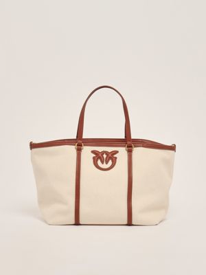 Pinko Shopper Beach recycled cotton canvas tote bag for