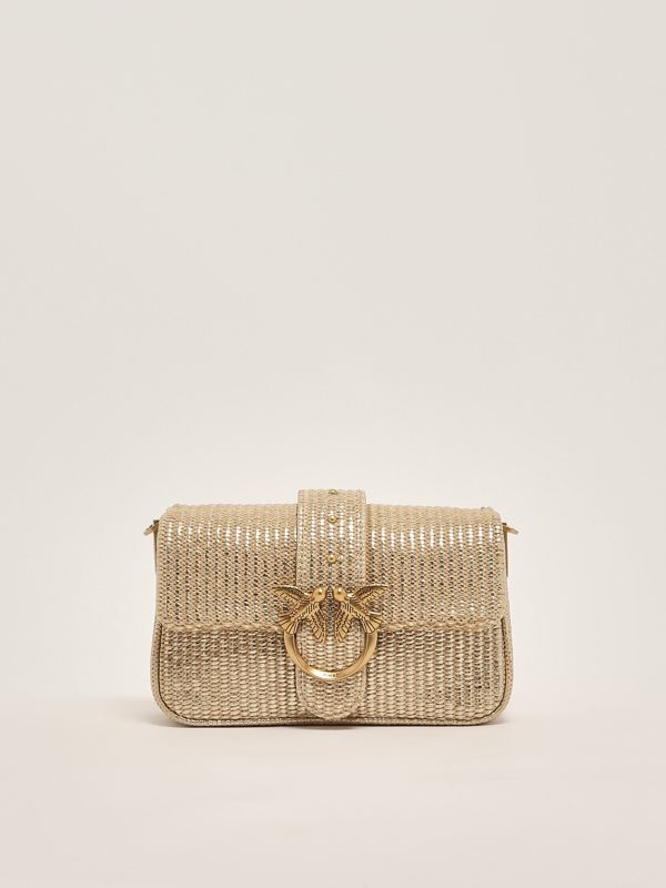【AAKE】LOOPY KNIT SHOULDER BAG Love Bag Puff Quilted Raffia Shoulder Bag with Butterfly