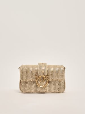 Sac Love One Mini en raphia pour femme Or Pinko