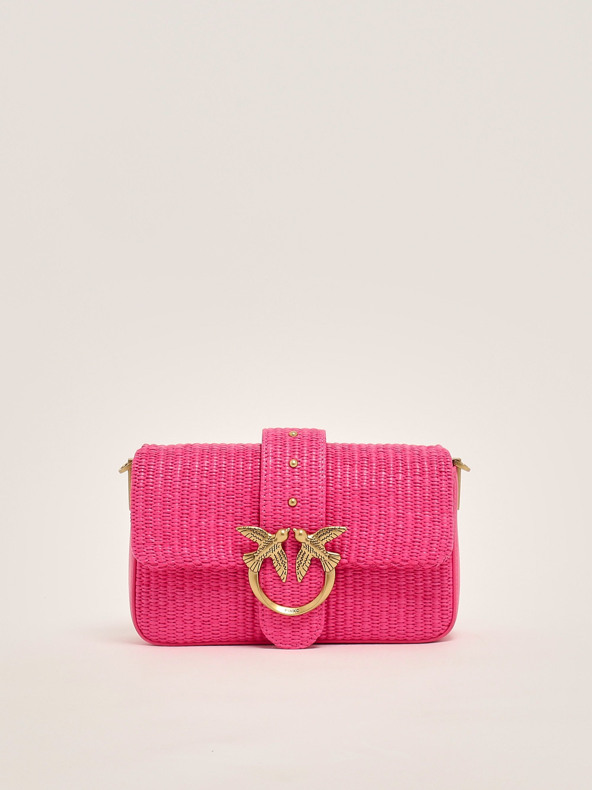 PINKO 104355A29PZ99B 関税送料込 Women's Love One mini Slouchy bag in raffia 104340a2cf Fuxia