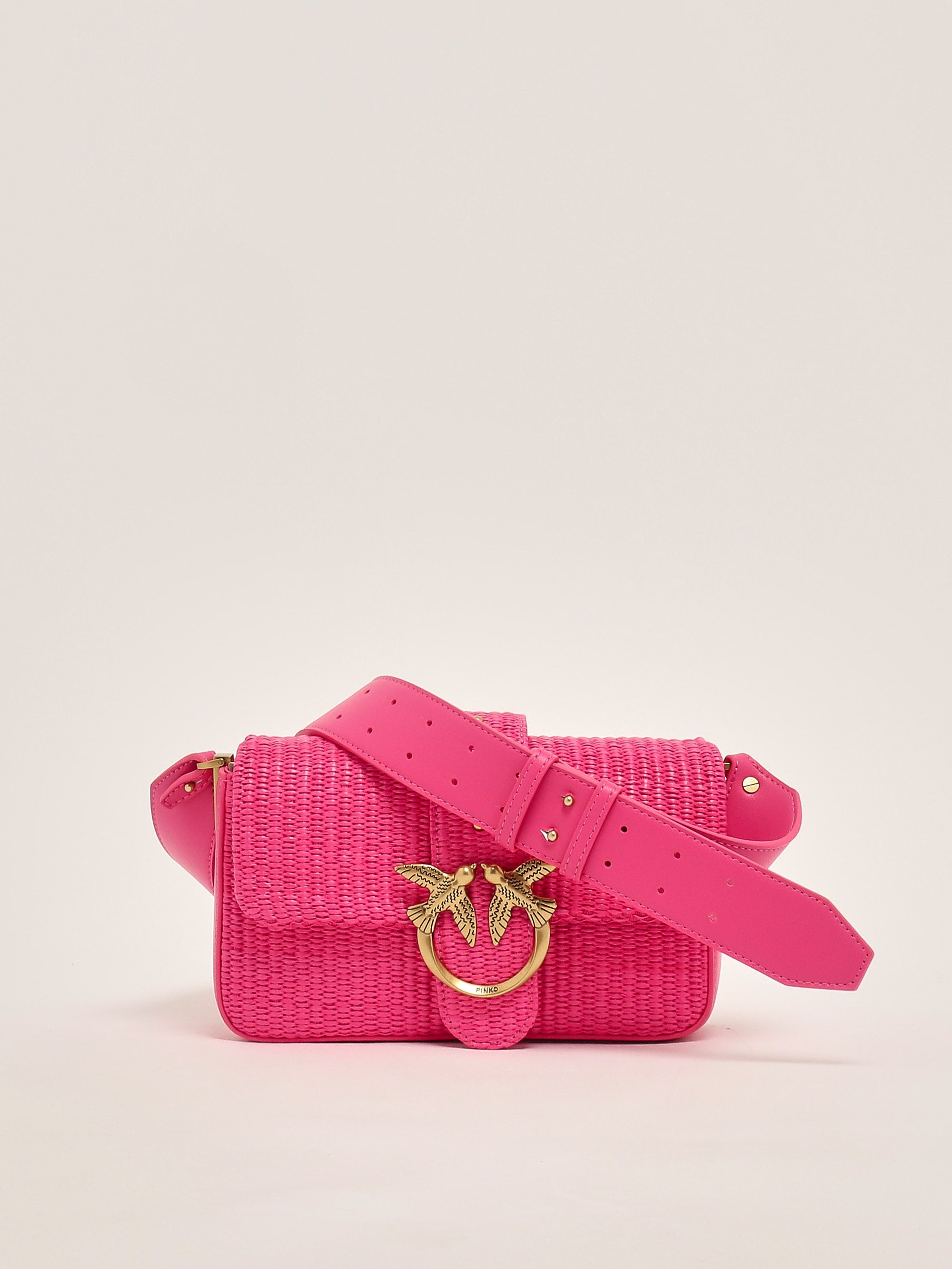 Women's Love One mini Slouchy bag in raffia 104340a2cf Fuxia