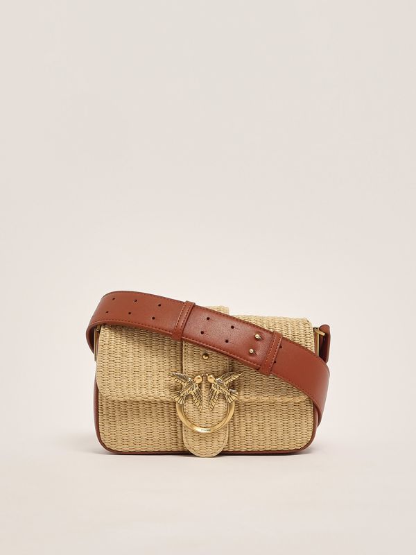 3. Damen Love One Mini-Slouchy-Tasche aus Bast Beige Pinko 104340a2cf