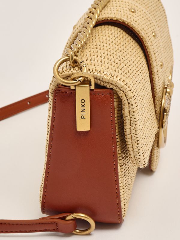 6. Damen Love One Mini-Slouchy-Tasche aus Bast Beige Pinko 104340a2cf