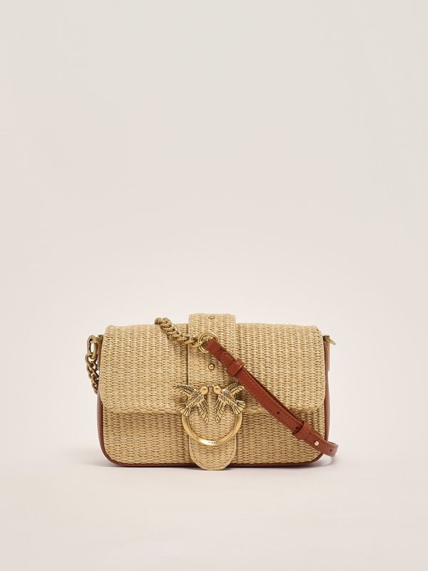 4. Damen Love One Mini-Slouchy-Tasche aus Bast Beige Pinko 104340a2cf