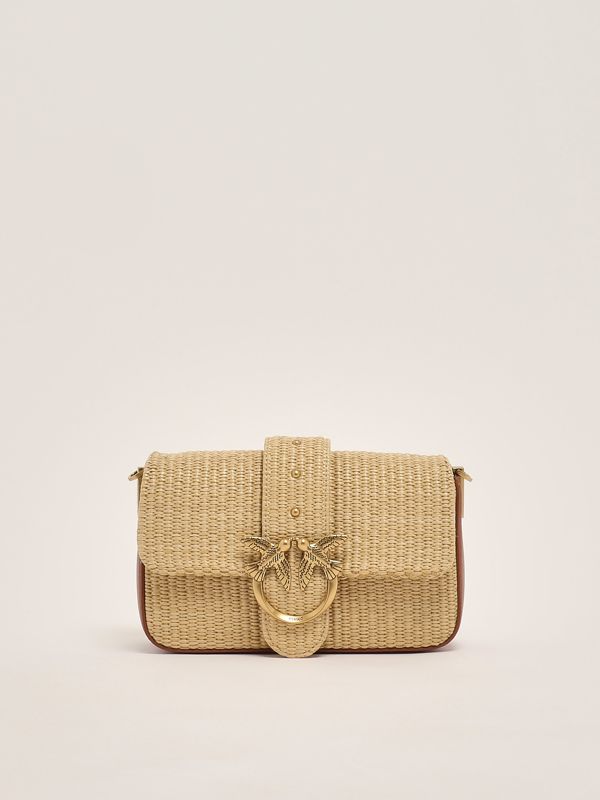1. Damen Love One Mini-Slouchy-Tasche aus Bast Beige Pinko 104340a2cf