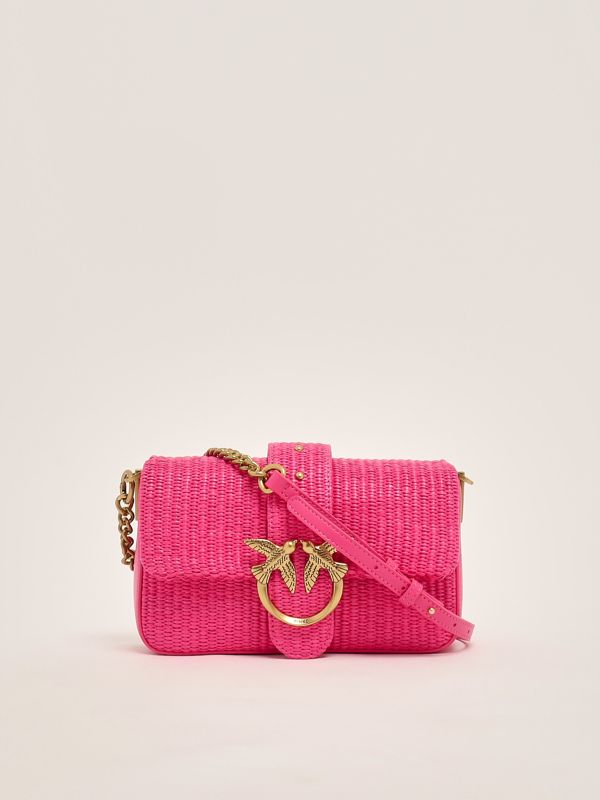 4. Damen Love One Mini-Slouchy-Tasche aus Bast Fuxia Pinko 104340a2cf