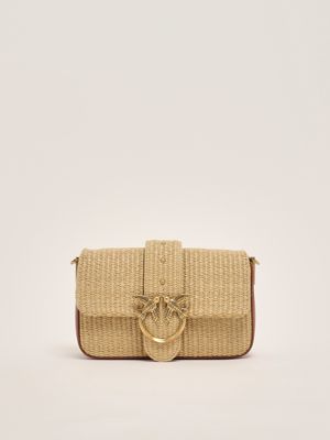 1. Damen Love One Mini-Slouchy-Tasche aus Bast Beige