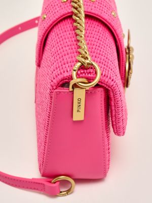 6. Damen Love One Mini-Slouchy-Tasche aus Bast Fuxia