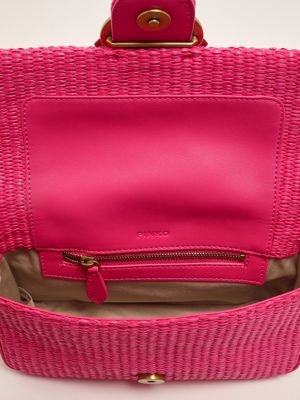 5. Damen Love One Mini-Slouchy-Tasche aus Bast Fuxia