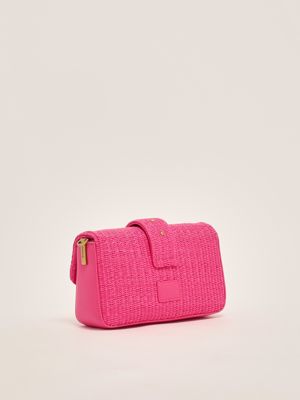 2. Damen Love One Mini-Slouchy-Tasche aus Bast Fuxia