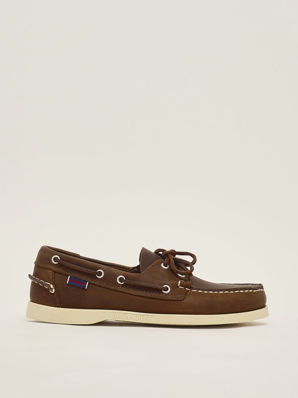 Sebago Mocassini Uomo Askoofield Suede – Tomaia Scamosciata Cucita A Mano – Lacci In Cuoio E Suola In Eva – Colore Marrone Scuro