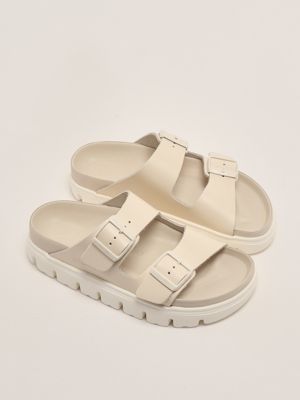 2. Damen Arizona Chunky Exquisite Ledersandale Schmutziges Weiß