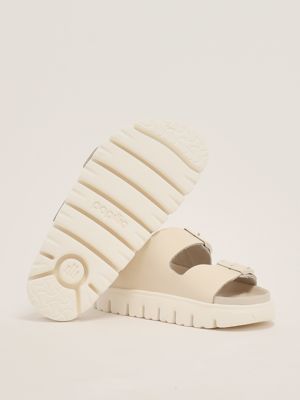 4. Damen Arizona Chunky Exquisite Ledersandale Schmutziges Weiß