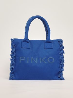 Pinko Shopper Beach recycled cotton canvas tote bag for