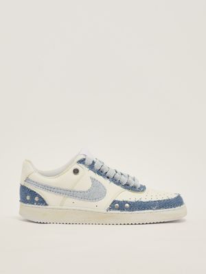Sneakers uomo Court in pelle Bianco-Denim Nike customized by Seddys