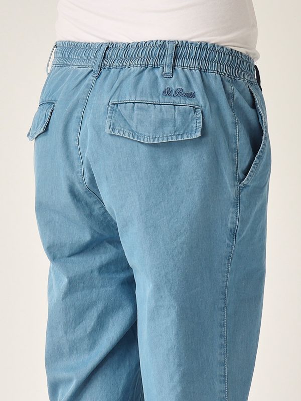 4. Pantalon Calais en coton pour homme Denim foncé Chambray MC2 Saint Barth caa0001
