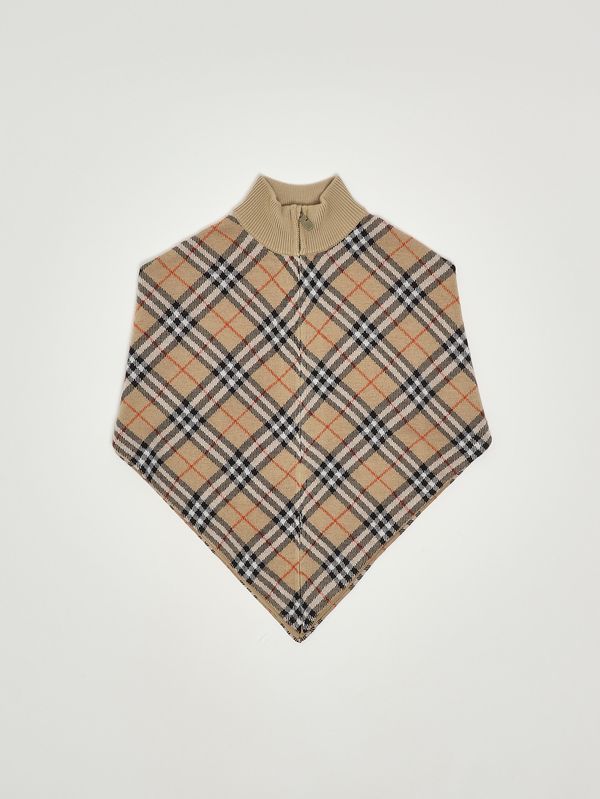 1. Mädchen-Cape aus Wolle Beige kariert Burberry 8105823