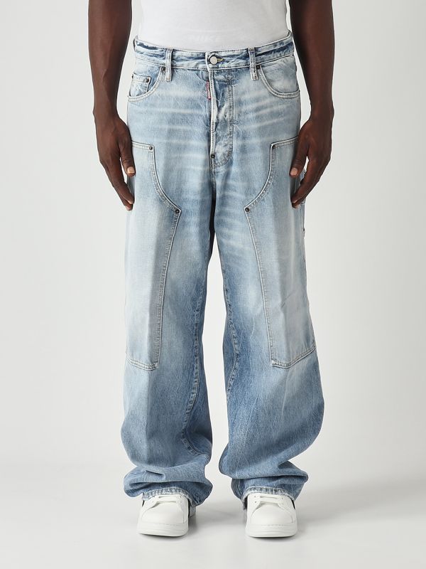 1. Jeans Loose Carpenter en denim de coton pour homme Denim clair Dsquared2 s74lb1747s30839