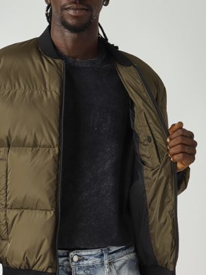 5. Herren Easy Puffer Bomber Nylon Jacke Schlamm Dsquared2 s74am1612s53817