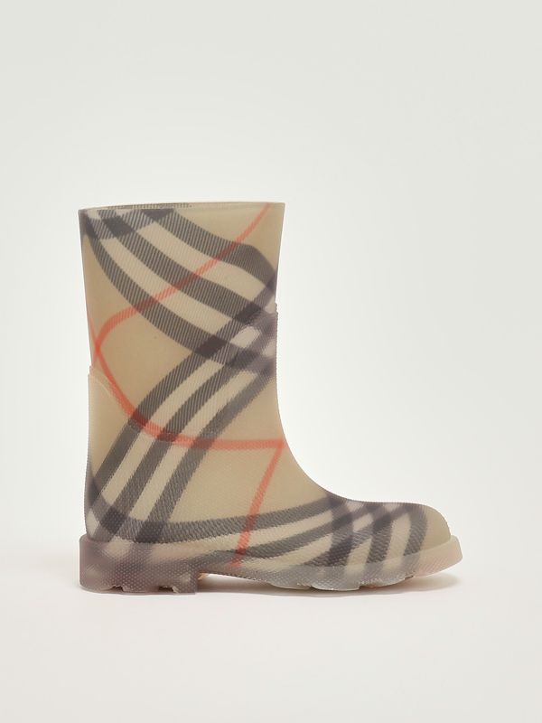 1. Bota de goma para niña Cuadros beige Burberry 8110064