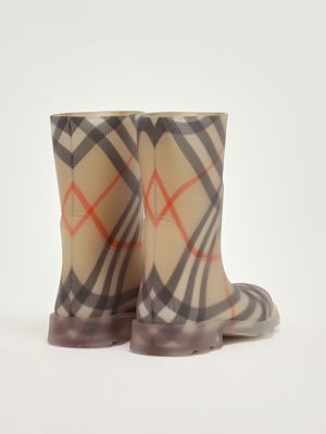 3. Bota de goma para niña Cuadros beige