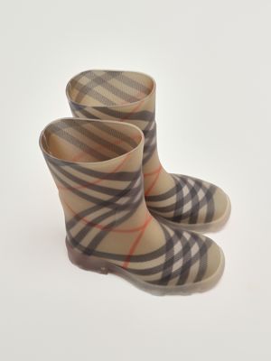 2. Bota de goma para niña Cuadros beige