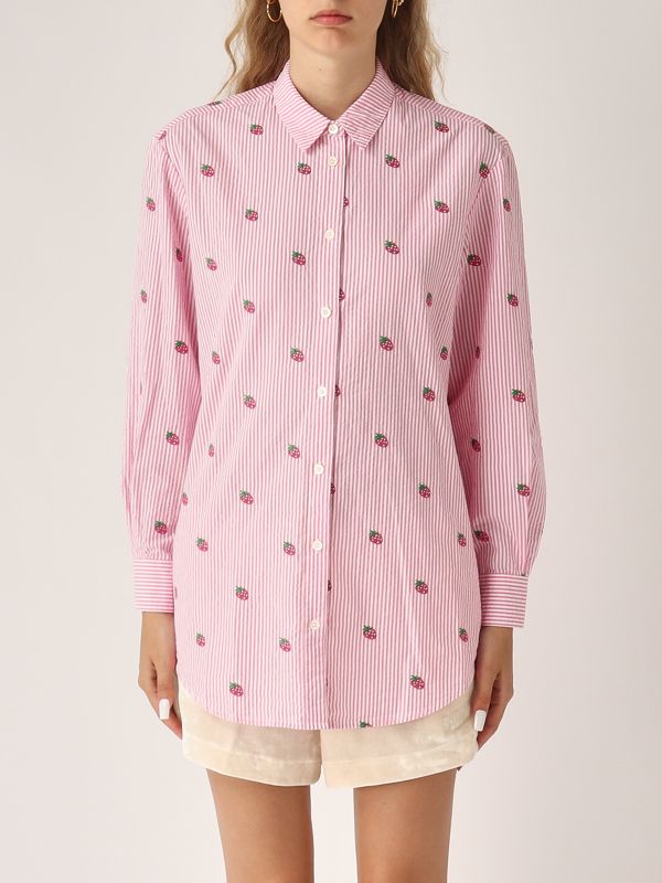 Men's cotton shirt brig001 White-Pink
