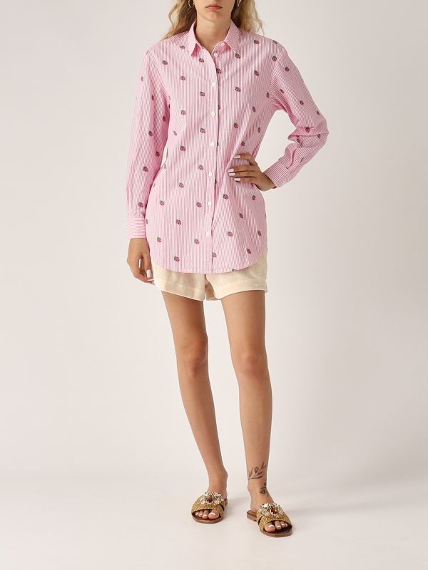 Cromoncent Camicia Hawaiana Uomo A Maniche Corte - Quadri Buffalo Con Stampe Tropicali - Leggera 100% Poliestere - Taglia XS - Cocco E Rosa
