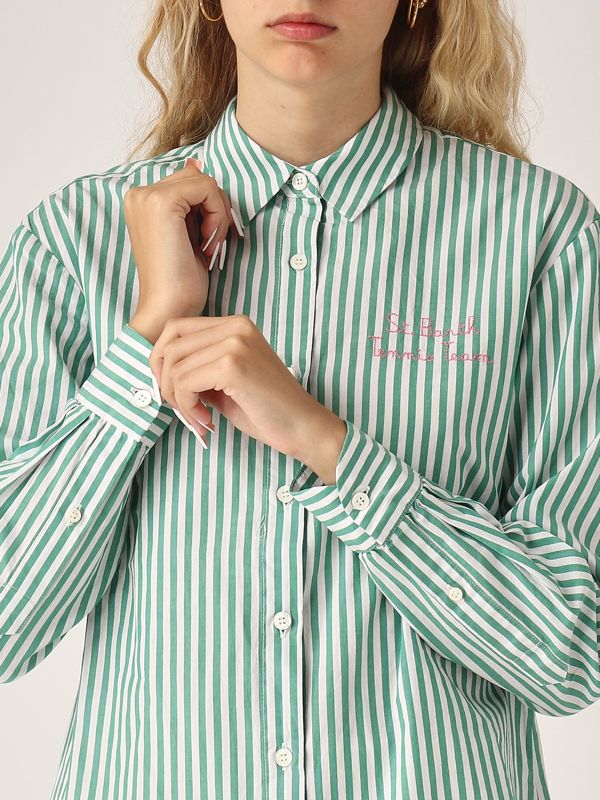 4. Women's cotton shirt White-Green MC2 Saint Barth brig005