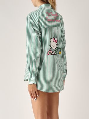 3. Women's cotton shirt White-Green