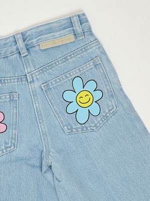 3. Jeans bambina in denim di cotone Denim Chiaro