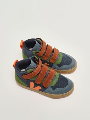 2. Kleine V-10 Kindertrainer aus chromfreiem Wildleder Blau-Braun Veja dv0320992c