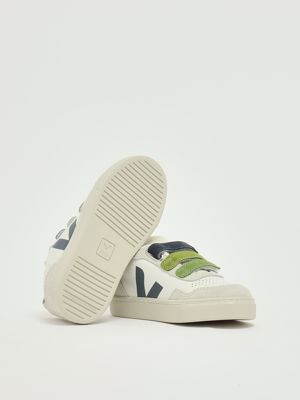 4. Sneakers bambino Small V-90 in pelle chromefree Bianco-Verde Veja sx2021010c