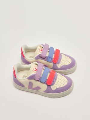 2. Kleine V-10 chromfreie Lederturnschuhe Multicolour-Orchidee Veja cv0520614c