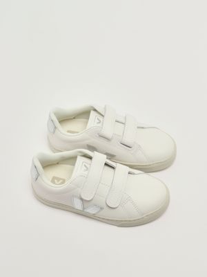 2. Kleine Esplar Mädchen Turnschuhe aus chromfreiem Leder Weiß-Silber Veja sv0520956c