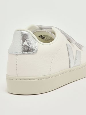 5. Kleine Esplar Mädchen Turnschuhe aus chromfreiem Leder Weiß-Silber Veja sv0520956c