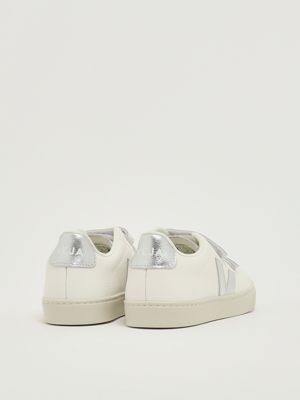 3. Kleine Esplar Mädchen Turnschuhe aus chromfreiem Leder Weiß-Silber Veja sv0520956c